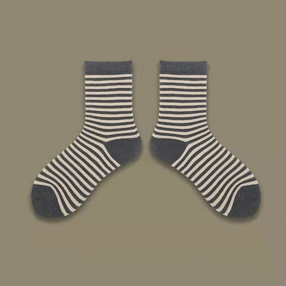 MSJUHEG Crew Socks for Women,Frilly Socks Women,Tube Socks Women,Retro Socks,Striped Socks Women,To Keep Warm Sock Stripe Lightweight Cotton Athletic Socks Gray One Size
