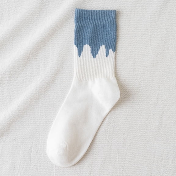 MSJUHEG Crew Socks for Women,Frilly Socks Women,Tube Socks Women,Retro Socks,Striped Socks Women,Women's Autumn and Winter Striped Blue Plaid Sports Socks Blue One Size