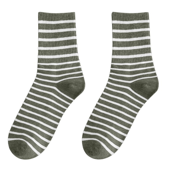 MSJUHEG Crew Socks for Women,Frilly Socks Women,Tube Socks Women,Retro Socks,Striped Socks Women,Winter Mid Tube Stripe Warm Stockings D One Size