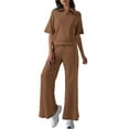 thumbnail image 1 of MSJUHEG Crop Tops Wide Leg Pant Sets Lounge Sets for Women Travel Outfits for Women 2 Piece Sets Matching Sets for Women 2 Piece Outfits 2025 Summer Sets Women 2 Piece Outfits Brown S, 1 of 4