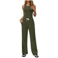 thumbnail image 1 of MSJUHEG Crop Tops Wide Leg Pant Sets Summer Work Outfits for Women Summer Pants Sets Women 2 Piece Outfits Sweatsuit Lounge Set Womens Sets for Women Summer Outfits for Women Green XL, 1 of 5