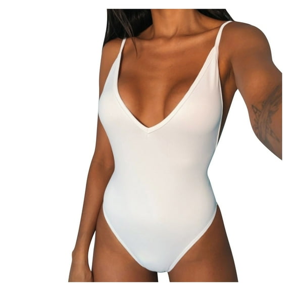 MSJUHEG Cross Back,Strapless Swimsuits for Women,High Waist Bathing Suit,Swimsuits for Women 2025,Ruched Push Up Bathing Suit,Plus Size One Piece Swimsuit,Monokini Swimsuits for Women White L