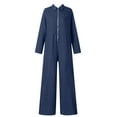 thumbnail image 1 of MSJUHEG Denim Jumpsuit for Women,Denim Romper,Jean Jumpsuit,Jean Jumper,Bodycon Jumpsuits Long Sleeve High Waisted Slim Fit Long Romper With Pockets Belt,Workout One Piece for Women Navy 2XL, 1 of 5