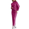 thumbnail image 1 of MSJUHEG Dresses For Women 2023 Skirts For Women Women'S Autumn And Winter Fashion Temperament Loose Half Turtleneck Sweater Skirt Two Piece Set Leather Skirt Hot Pink Xl, 1 of 9