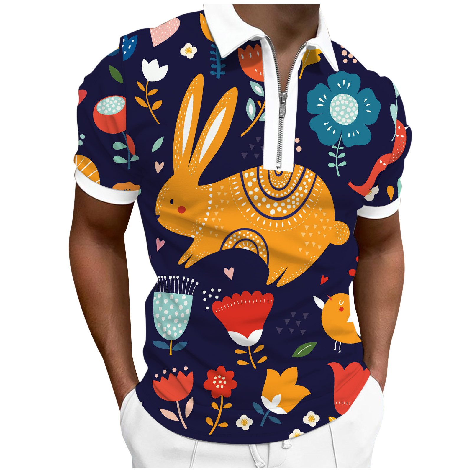 MSJUHEG Easter Gifts Polo Shirts for Men Mens Polo Shirts Mens Shirts