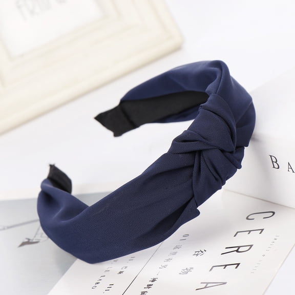 MSJUHEG Fall Head Bands Knitted Headband Elastic Head Scarf Thick Headbands Tie Dye Knotted Turban Cloth Headbands Wide-brimmed Headdress Women Hair Head Navy One Size