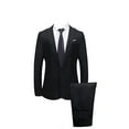 thumbnail image 1 of MSJUHEG Fall Outfits Two Piece Set Button-Down Round Neckline Long Sleeve Men'S Slim Button Suit Color Dress Show Jacket Coat & Pant Mens Sweatpants Black L, 1 of 7