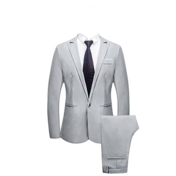 MSJUHEG Fall Outfits Two Piece Set Button-Down Round Neckline Long Sleeve Men'S Slim Button Suit Color Dress Show Jacket Coat & Pant Mens Sweatpants Gray Xxl