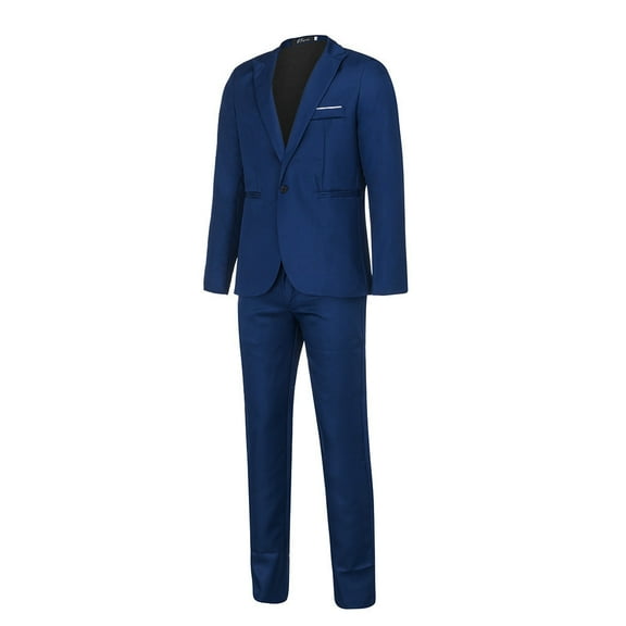 MSJUHEG Fall Outfits Two Piece Set Button-Down Round Neckline Long Sleeve Men'S Slim Button Suit Color Dress Show Jacket Coat & Pant Mens Sweatpants Navy Xl