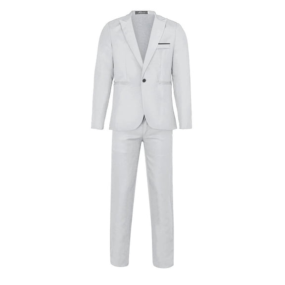 MSJUHEG Fall Outfits Two Piece Set Button-Down Round Neckline Long Sleeve Men'S Slim Button Suit Color Dress Show Jacket Coat & Pant Mens Sweatpants White M