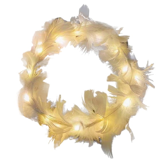 MSJUHEG Fall Wreath Flowers Luminous Feather Headdress Garland Led Luminous Angel Feather Garland Colorful Artificial Flowers White