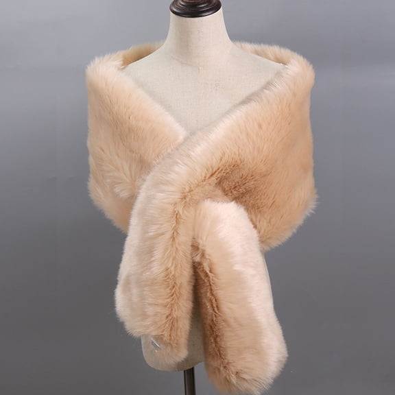 MSJUHEG Faux Fur Shawl,Shawls,Shawl Wraps,Pashmina Wraps,Formal Dresses,Faux Shawl Wrap Cape for Bridal Wedding Blue Artificial Wool Khaki One Size