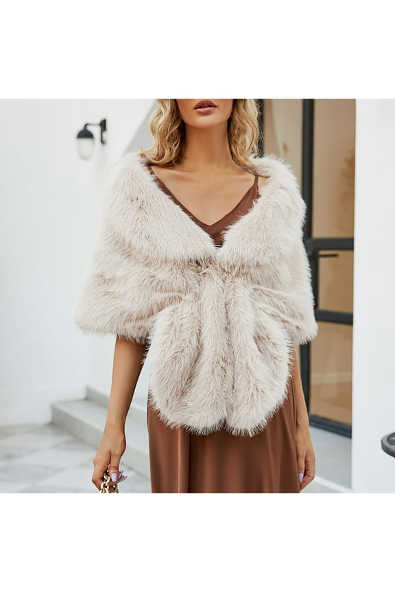 Faux Fur Shawl,Shawls,Shawl Wraps,Pashmina Wraps,Formal Dresses,Luxurious Faux Superficial Knowledge Scarf Wrap Collar Shruging Beige One Size