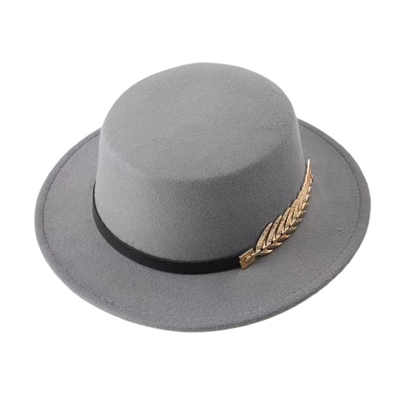 MSJUHEG Fedora Hats for Women British Sun Hat Panama Cap for Men Women Short Brim Fedora Hats with Brim Unisex Hat Trilby Hats for Men Panama Hat Derby Hat Men Mens Derby Hat Gray One Size