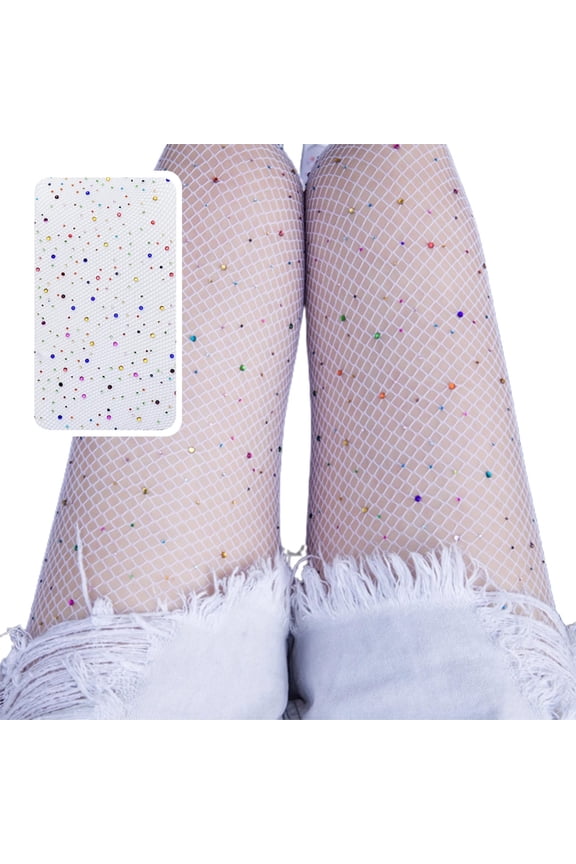 Fishnet Tights,Fishnet Stockings,Lace Tights,Garter Tights,Stockings,Tights Pantyhose Socks with Rhinestones Thin Acrylic Fiber Fishnet Pantyhose White One Size