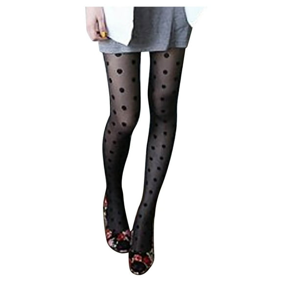 MSJUHEG Fishnet Tights,Patterned Tights,Mesh Tights for Women,Shiny Tights for Women,Polka Dot Tights,Polka Big Dot Thin Black Silk Pantyhose Stocksings P A