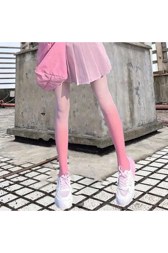 Fishnet Tights,Rainbow Tights,Patterned Tights,Colorful Tights,Stockings,Pantyhose Gradient Contrast High Elasticity Skinny Thin Tights Long Socks Pink One Size