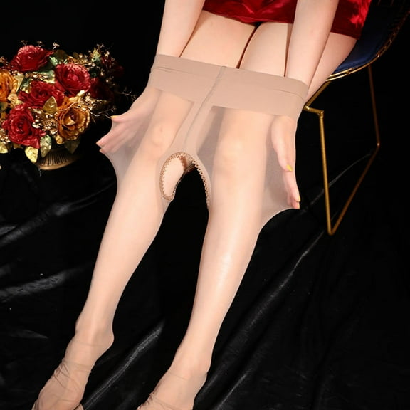 MSJUHEG Fishnet Tights,Tights,Panty Hose Women's,Patterned Tights,Stockings,Tights High Waist Stockings Hook Silk Black Silk Open Crotch Stockings Khaki One Size