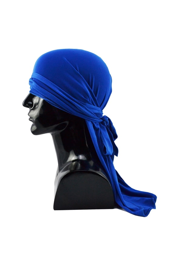 Floral Scarf,Bandanas,Hair Coverings,Hair Bandanas,Silk Hijab,Street Dance Headscarf with Four Sides High Elastic Silk Long Tail Hat for Women Blue One Size