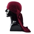 thumbnail image 1 of MSJUHEG Floral Scarf,Bandanas,Hair Coverings,Hair Bandanas,Silk Hijab,Street Dance Headscarf with Four Sides High Elastic Silk Long Tail Hat for Women Red One Size, 1 of 3