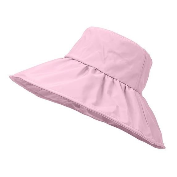 MSJUHEG Foldable Beach Hat with Windproof Rope Solid Color Wide Brim Large Bucket Hat Summer Beach Hat Unisex Hat Sunscreen Baseball Hat Breathable Hat Wear in Summer Pink One Size