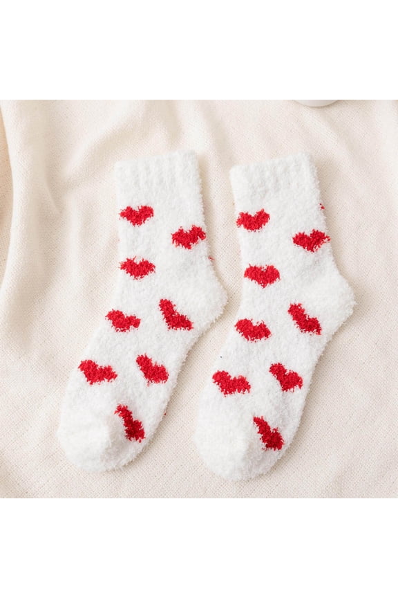 Fuzzy Socks,Slipper Socks,Fluffy Socks,Bearpaw Socks,Cloud Socks,Furry Thickened Mid Tube Socks Warm Love Floor Socks Confinement Socks B One Size