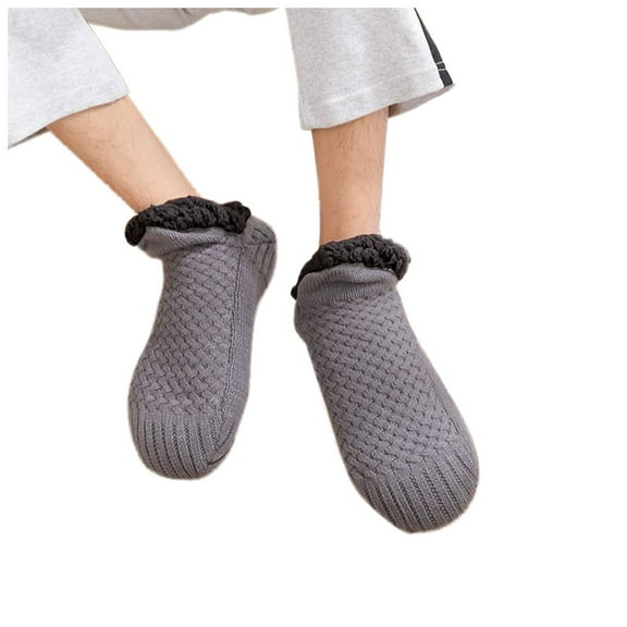 MSJUHEG Fuzzy Socks,Slipper Socks,Fluffy Socks,Bearpaw Socks,Cloud Socks,Indoor Floor Slipper Socks and Velvet Thermal Woven Socks Gray L