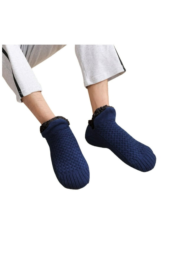 Fuzzy Socks,Slipper Socks,Fluffy Socks,Bearpaw Socks,Cloud Socks,Indoor Floor Slipper Socks and Velvet Thermal Woven Socks Navy L