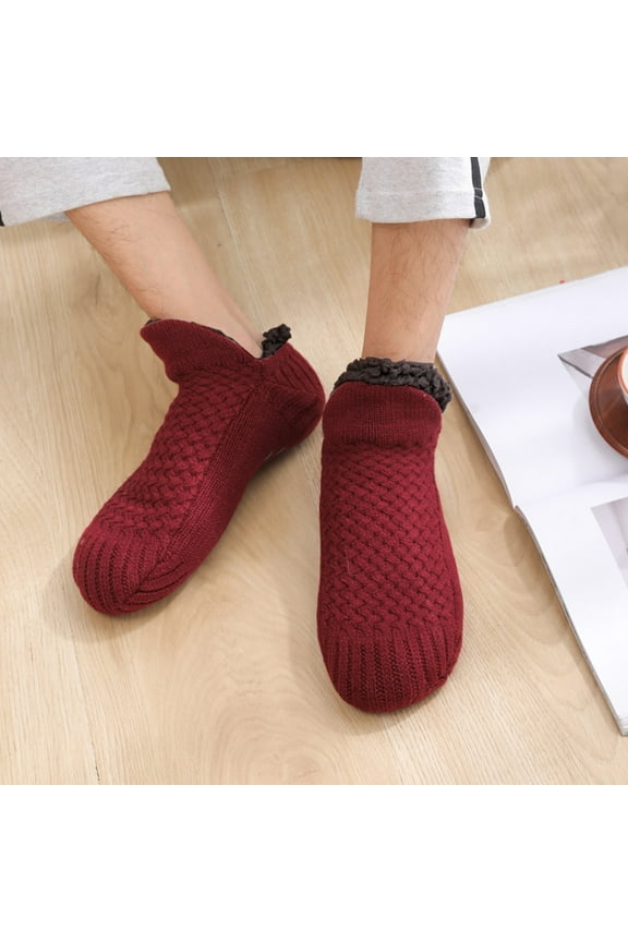 Fuzzy Socks,Slipper Socks,Fluffy Socks,Bearpaw Socks,Cloud Socks,Indoor Floor Slipper Socks and Velvet Thermal Woven Socks Wine M