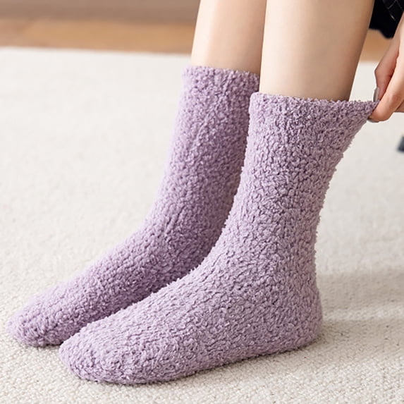 MSJUHEG Fuzzy Socks,Slipper Socks,Fluffy Socks,Bearpaw Socks,Cloud Socks,Socks Coral Socks Stripe Socks Colorful Athletic Socks Socksthermal Socks Purple One Size