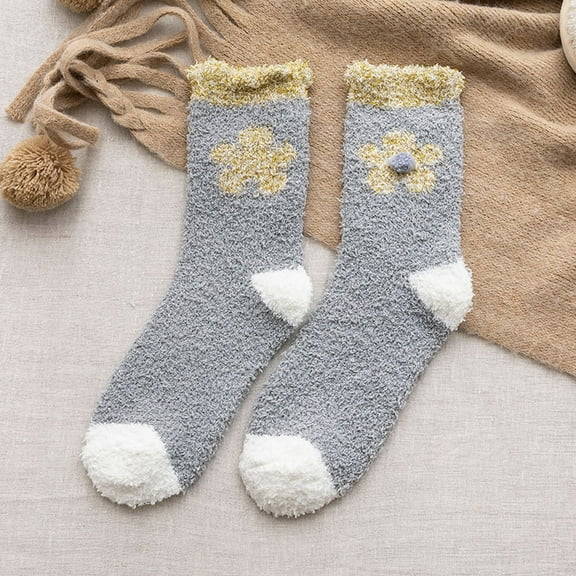MSJUHEG Fuzzy Socks,Slipper Socks,Fluffy Socks,Bearpaw Socks,Cloud Socks,Thermal Socks for Coral Socks Stripe Socks Colorful Lightweight Athletic Socks Socks Gray One Size