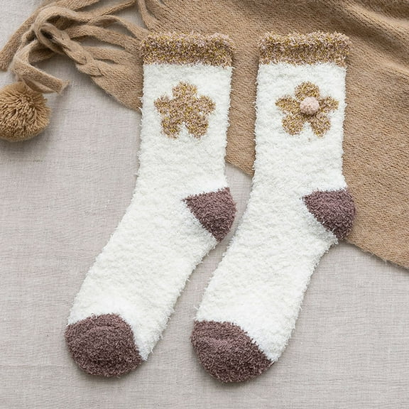 MSJUHEG Fuzzy Socks,Slipper Socks,Fluffy Socks,Bearpaw Socks,Cloud Socks,Thermal Socks for Coral Socks Stripe Socks Colorful Lightweight Athletic Socks Socks White One Size
