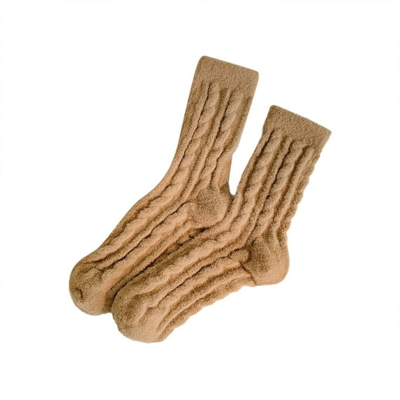 MSJUHEG Fuzzy Socks,Slipper Socks,Fluffy Socks,Bearpaw Socks,Cloud Socks,Velvet Thickened Sleeping Socks Floor Socks Winter Sleeping Socks Coffee One Size