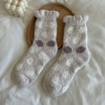thumbnail image 1 of MSJUHEG Fuzzy Socks,Slipper Socks,Fluffy Socks,Bearpaw Socks,Cloud Socks,Winter Dots Socks Mid Tube Socks Coral Thickened Warm Stockings Gray One Size, 1 of 4