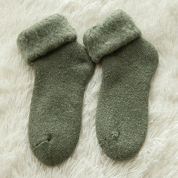 MSJUHEG Fuzzy Socks,Slipper Socks,Fluffy Socks,Bearpaw Socks,Cloud Socks,Wool Socks Winter Stockings Thickened with Country Sub Warm Ski Yarn Socks Army Green A