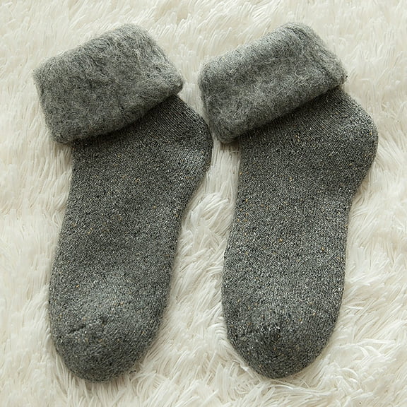 MSJUHEG Fuzzy Socks,Slipper Socks,Fluffy Socks,Bearpaw Socks,Cloud Socks,Wool Socks Winter Stockings Thickened with Country Sub Warm Ski Yarn Socks Dark Gray A