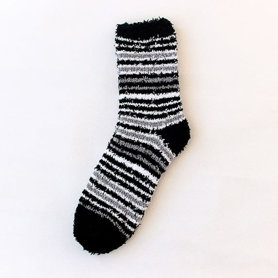 MSJUHEG Fuzzy Socks,Warm Socks,Slipper Socks for Men,Fluffy Socks,Wool Socks,Thermal Socks for Coral Socks Stripe Socks D One Size