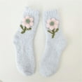 thumbnail image 1 of MSJUHEG Fuzzy Socks,Warm Socks,Slipper Socks for Men,Fluffy Socks,Wool Socks,Thickened Non Shedding Sleeping Socks with Small Flowers Blue One Size, 1 of 3