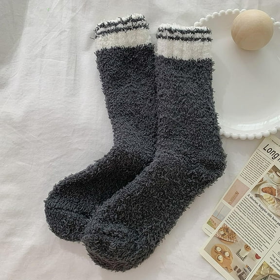 MSJUHEG Fuzzy Socks,Warm Socks for Women,Slipper Socks for Men,Fluffy Socks,Wool Socks for Women,Women Casual Solid Color Coral Socks Black One Size
