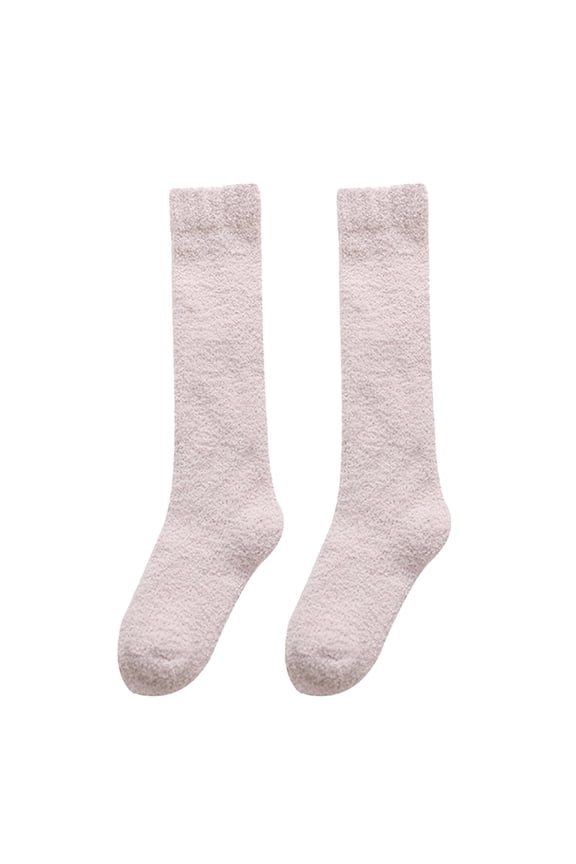 Fuzzy Socks for Women,Slipper Socks for Women,Fluffy Socks,Bearpaw Socks,Cloud Socks,Coral Calf Socks Warm Thickening Plus Velvet Solid Stockings H One Size