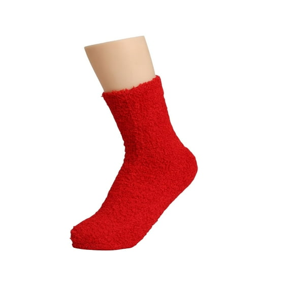 MSJUHEG Fuzzy Socks for Women,Slipper Socks for Women,Fluffy Socks,Bearpaw Socks,Cloud Socks,Plush Socks Winter Thickened Floor Sleeping Plush Socks Red A
