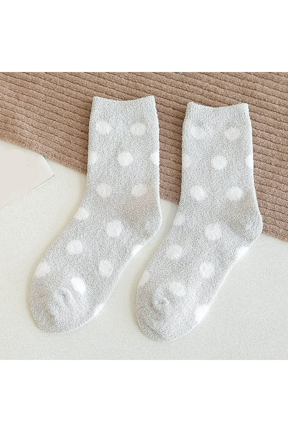 Fuzzy Socks for Women,Slipper Socks for Women,Fluffy Socks,Bearpaw Socks,Cloud Socks,Winter Dot Socks Mid Tube Socks Thickened Warm Stockings Gray One Size