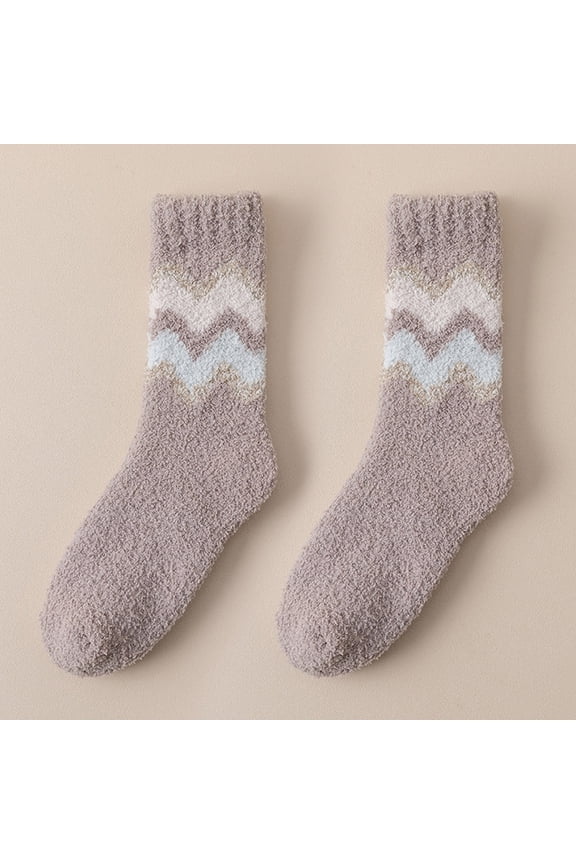 Fuzzy Socks for Women,Slipper Socks for Women,Fluffy Socks,Bearpaw Socks,Cloud Socks,Winter Socks Mid Tube Socks Coral Thickened Warm Stockings D One Size