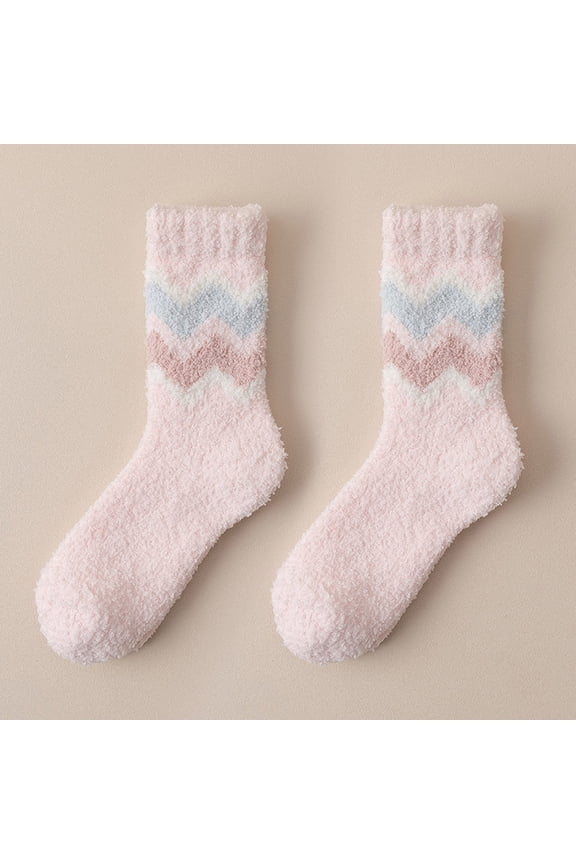 Fuzzy Socks for Women,Slipper Socks for Women,Fluffy Socks,Bearpaw Socks,Cloud Socks,Winter Socks Mid Tube Socks Coral Thickened Warm Stockings Pink One Size
