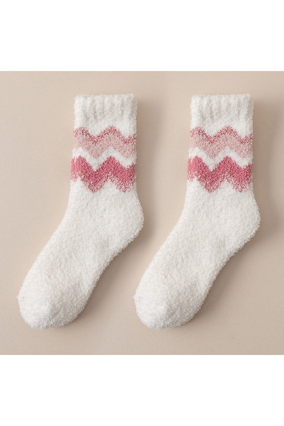 Fuzzy Socks for Women,Slipper Socks for Women,Fluffy Socks,Bearpaw Socks,Cloud Socks,Winter Socks Mid Tube Socks Coral Thickened Warm Stockings White One Size