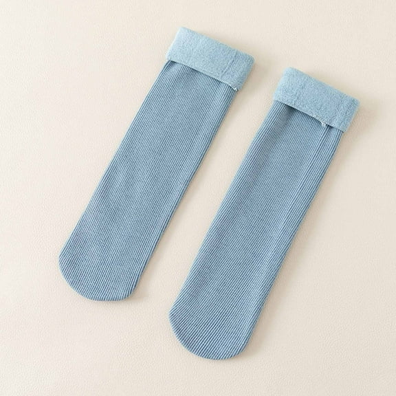 MSJUHEG Fuzzy Socks for Women,Slipper Socks for Women,Fluffy Socks,Bearpaw Socks,Cloud Socks,Women Casual Solid Plush Socks Warm Thickened Socks Blue One Size