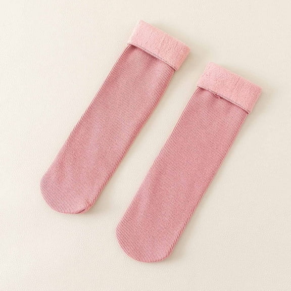 MSJUHEG Fuzzy Socks for Women,Slipper Socks for Women,Fluffy Socks,Bearpaw Socks,Cloud Socks,Women Casual Solid Plush Socks Warm Thickened Socks Pink One Size