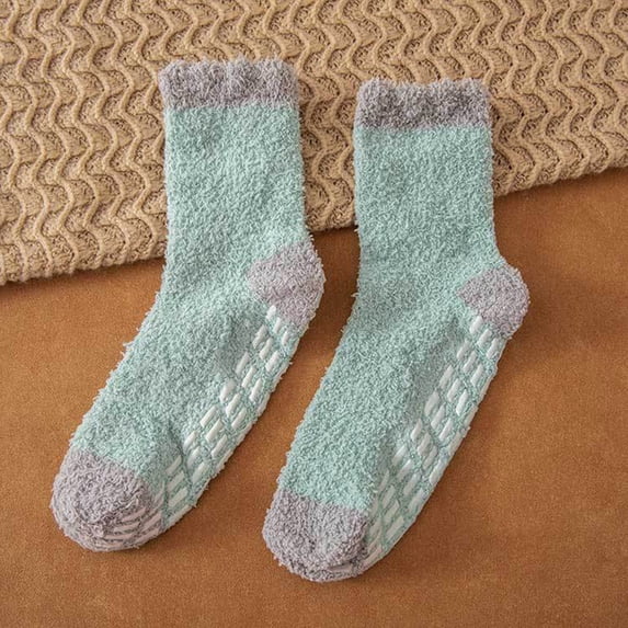 MSJUHEG Fuzzy Socks for Women,Slipper Socks for Women,Fluffy Socks,Bearpaw Socks,Cloud Socks,Women Soild Color Coral Warm Thick Home Socks Stockings A One Size