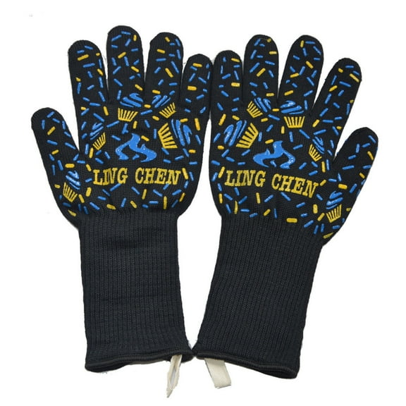 MSJUHEG Gloves Fingerless Gloves Work Gloves Winter Gloves Hot Bbq Grilling Cooking Gloves Extreme Heat Resistant Oven Welding Gloves Winter Gloves Men D One Size