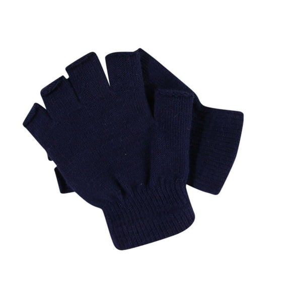 MSJUHEG Gloves Fingerless Gloves Work Gloves Winter Gloves Men'S And Women'S Writing Gloves Stretch Knitted Wool Show Finger Solid Color Cycling Gloves Winter Gloves Men Dark Blue One Size